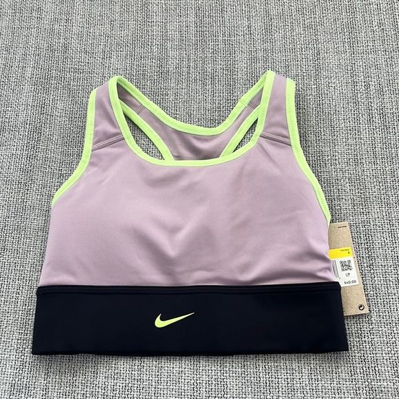 Nike Other - Nike Dri-Fit Swoosh Racerback Sports Bra Pink Black Size Small